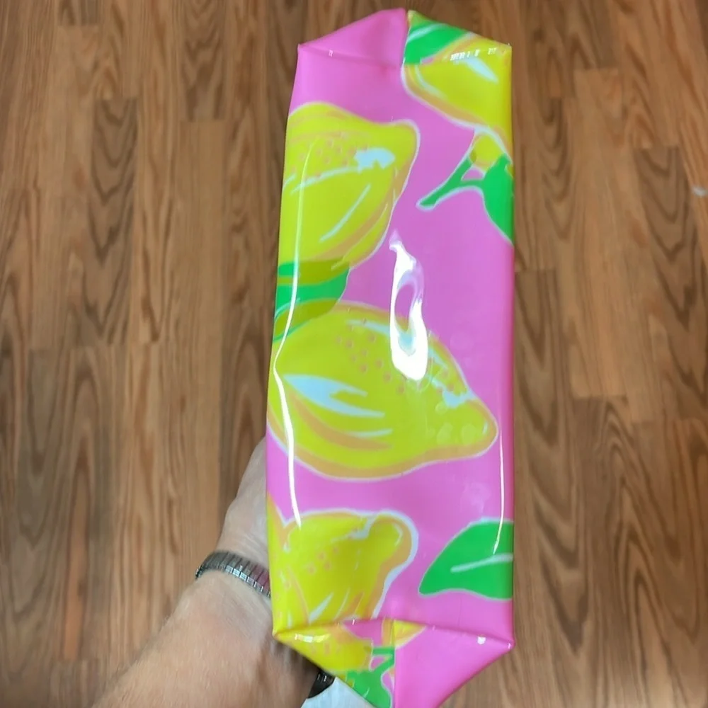 Lilly Pulitzer Pink and Yellow Lemon Cosmetic Pouch, Estée Lauder
